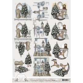 Home Decoration - Brocante Christmas 3D-Knipvel Amy Design