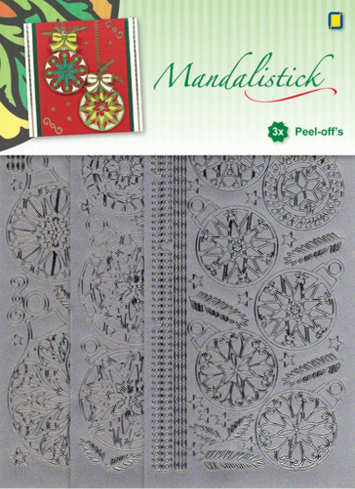 Zilver Kerstballen 3-pack Mandalistick Peel-off Stickers