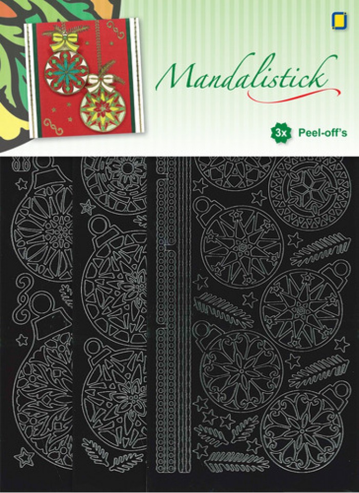 Zwart Kerstballen 3-pack Mandalistick Peel-off Stickers