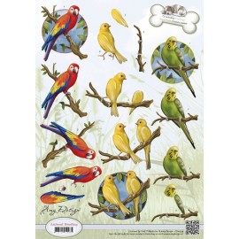Tropical Parrots - Animal Medley 3D-Knipvel Amy Design