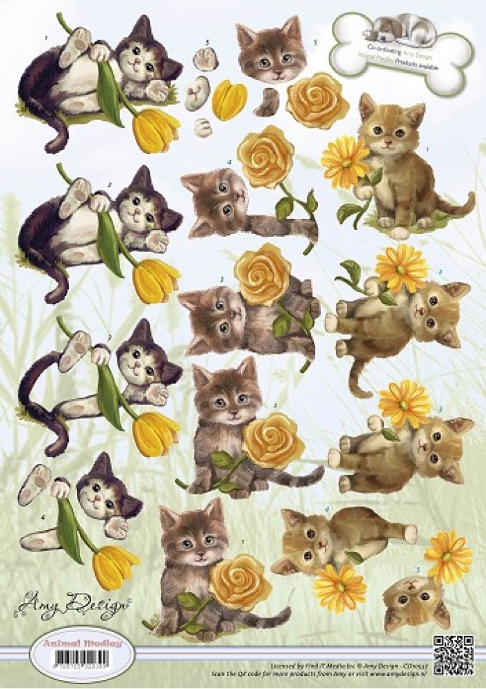 Kittens - Animal Medley 3D-Knipvel Amy Design