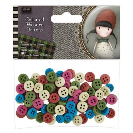 Coloured Wooden Buttons (100pcs) - Santoro Tweed