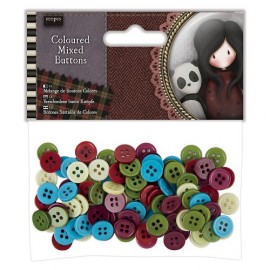 Coloured Mixed Buttons (100pcs) - Santoro Tweed