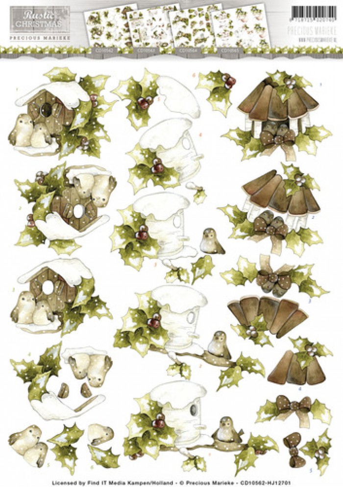 Nr. 5 Birdhouse Rustic Christmas 3D-Knipvel Precious Marieke