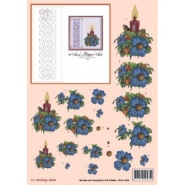 Kaars en Blauwe Bloem Stitching Sheets by Ann's Paper Art
