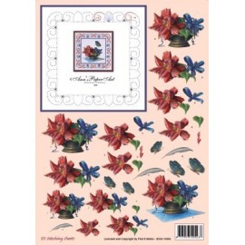 Blauwe en Rode Bloem Vaas Stitching Sheets by Ann's Paper Art