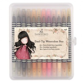 Watercolour Dual-tip Pens (12pk) - Santoro - Neutrals