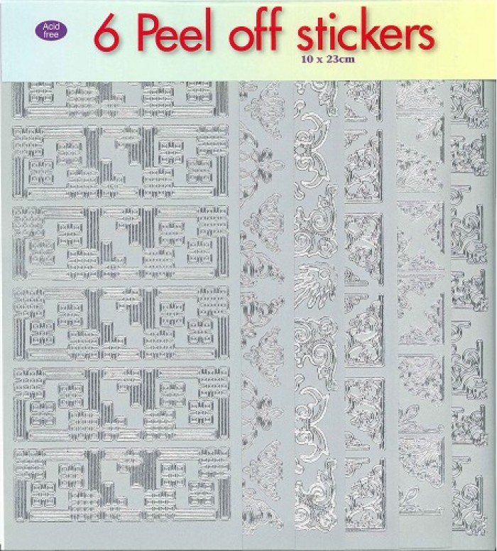 Zilver Hoeken 6-pack Peel-off Stickerset