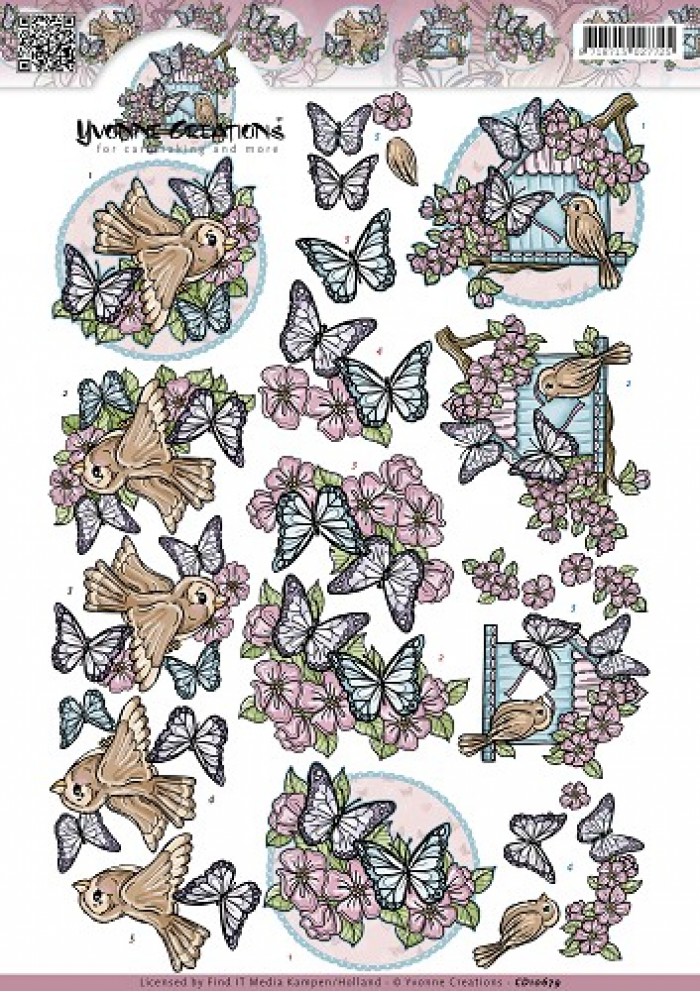 Butterflies and Birds 3D Cutting Sheet - Yvonne Creations