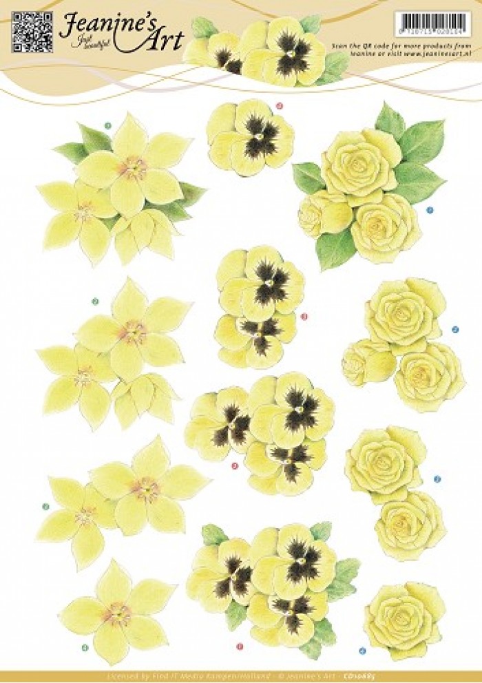 Gele bloemen 3D-Knipvel Jeanine's Art