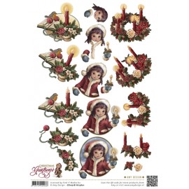 Kerstkaarsen - Christmas Greetings 3D-Knipvel Amy Design