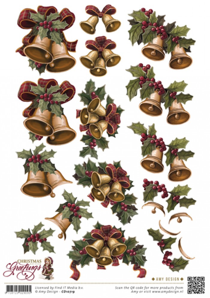 Kerstklokken - Christmas Greetings 3D-Knipvel Amy Design