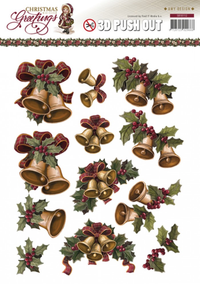 Kerstklokken - Christmas Greetings 3D-Push-Out Amy Design
