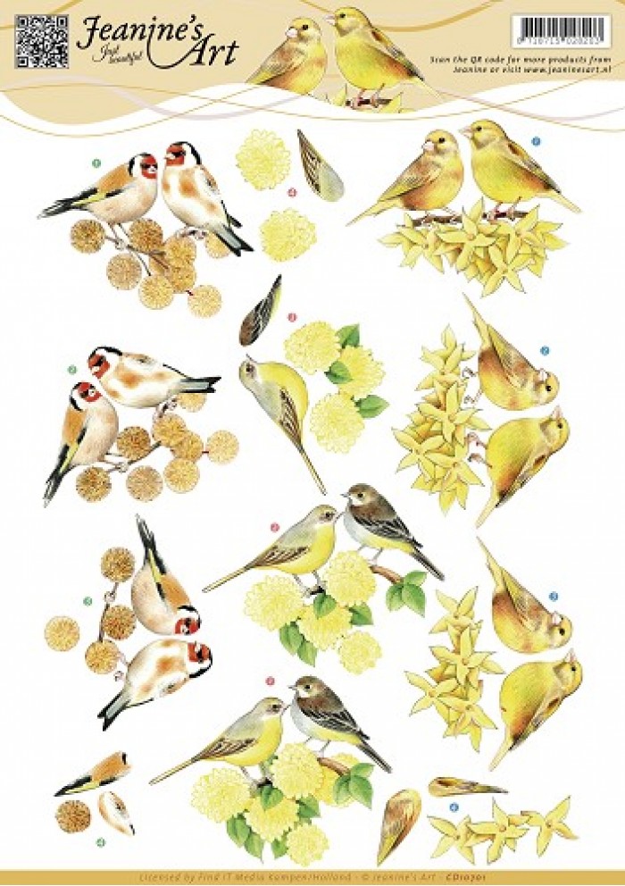 Gele Vogeltjes 3D-Knipvel Jeanine's Art