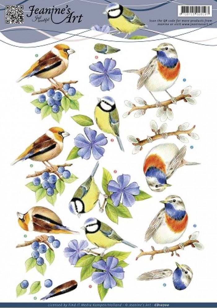 Blauwe Vogeltjes 3D-Knipvel Jeanine's Art
