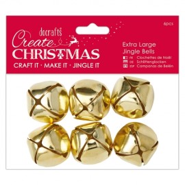 Extra Large Jingle Bells (6pcs) - Gold