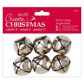 Extra Large Jingle Bells (6pcs) - Silver
