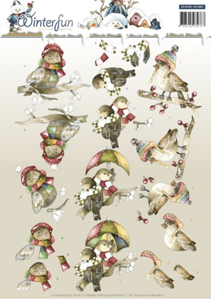Funny Birds Winter Wonderland 3D-Knipvel Precious Marieke