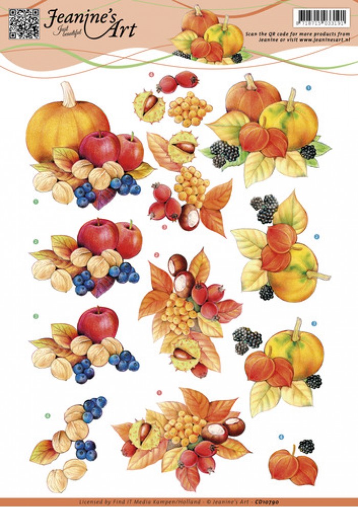 Herfst Vruchten 3D-Knipvel Jeanine's Art