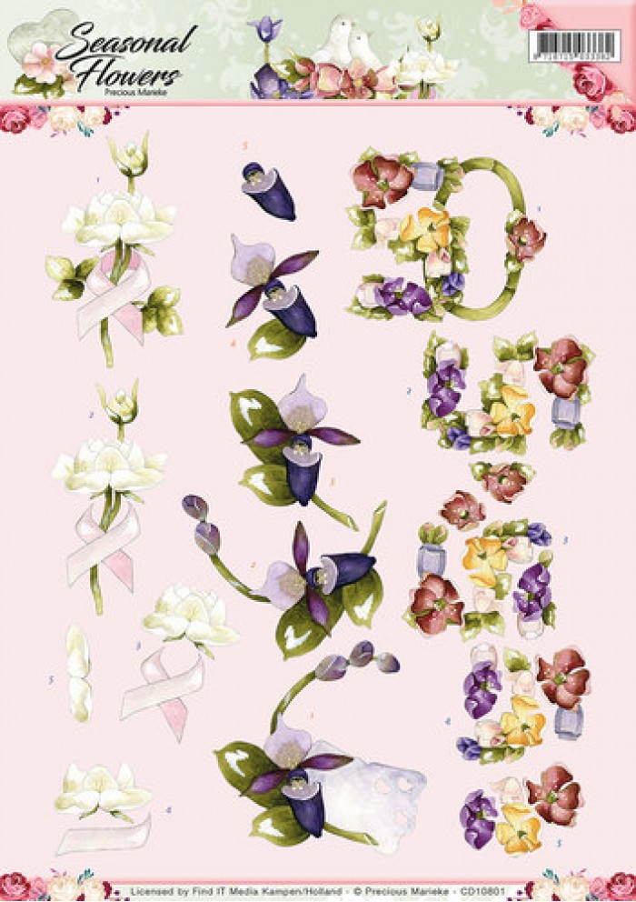 Felicitatie Seasonal Flowers 3D-Knipvel Precious Marieke