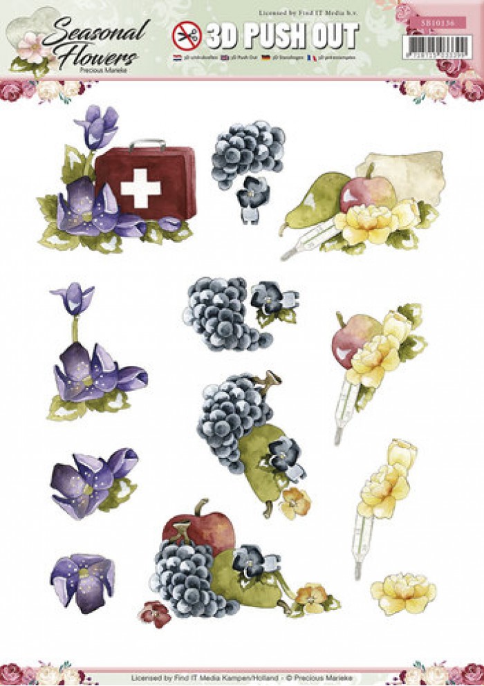 Nr. 3 Seasonal Flowers 3D-Uitdrukvel Push-Out Precious Marieke
