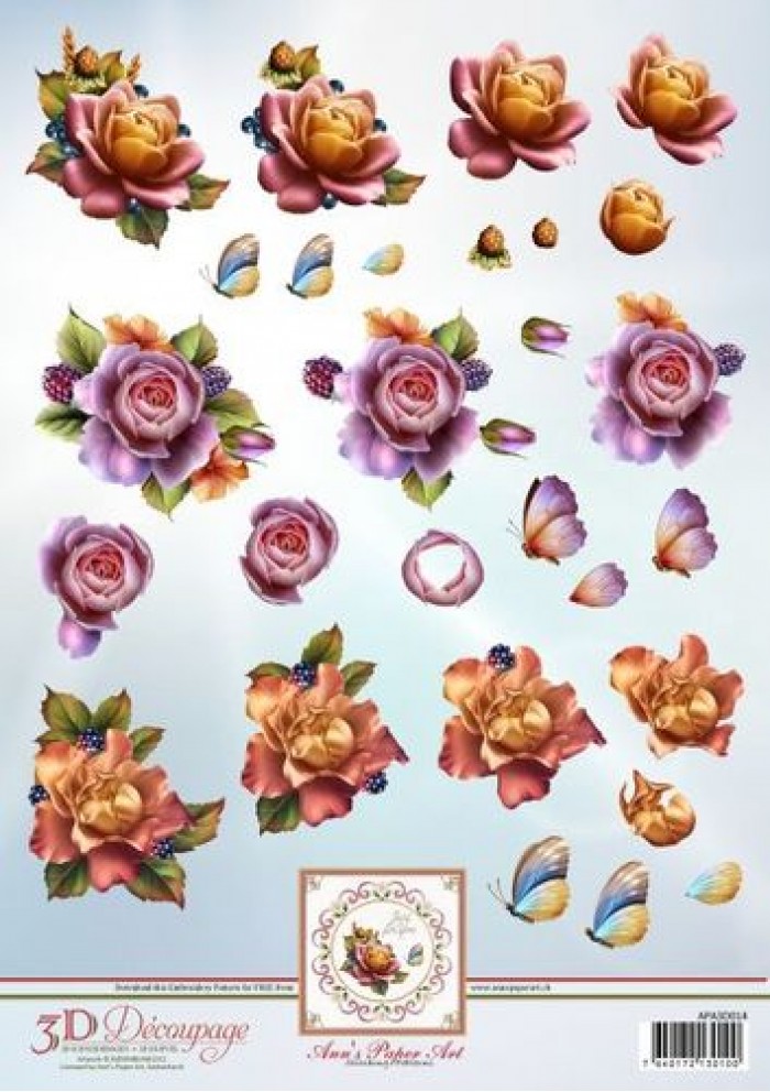 Autumn Roses 3D Decoupage Sheet Ann's Paper Art