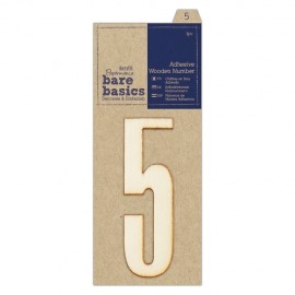 Adhesive Wooden Number 5 (1pc)