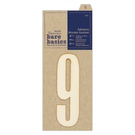 Adhesive Wooden Number 9 (1pc)