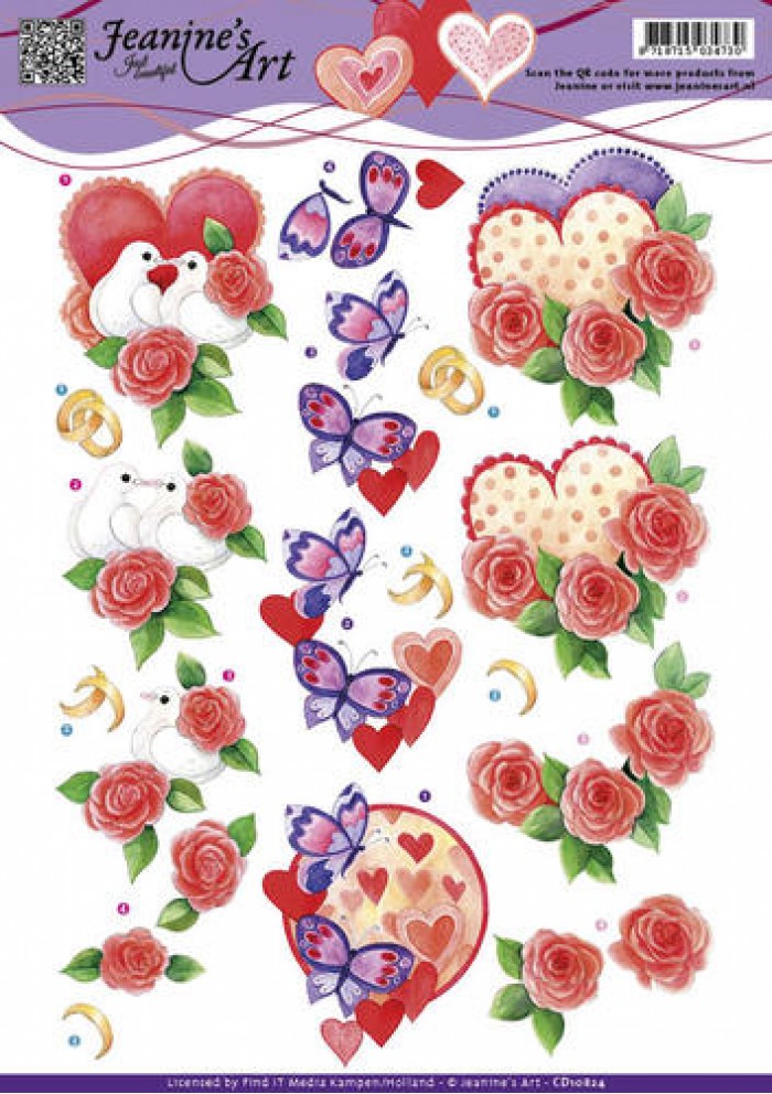 Liefde Valentijn 3D-Knipvel Jeanine's Art