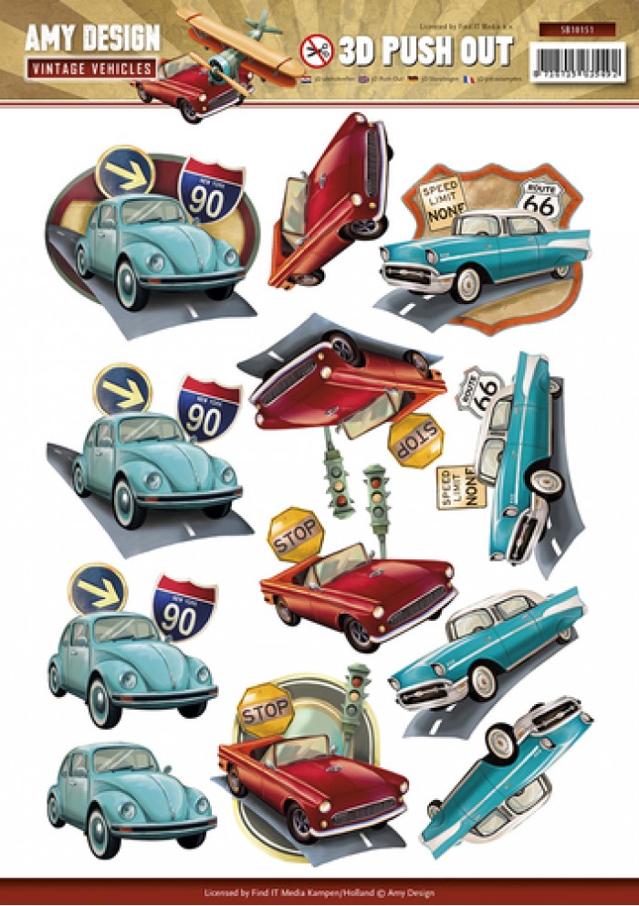 Nr. 1 Vintage Vehicles 3D-Push-Out Amy Design
