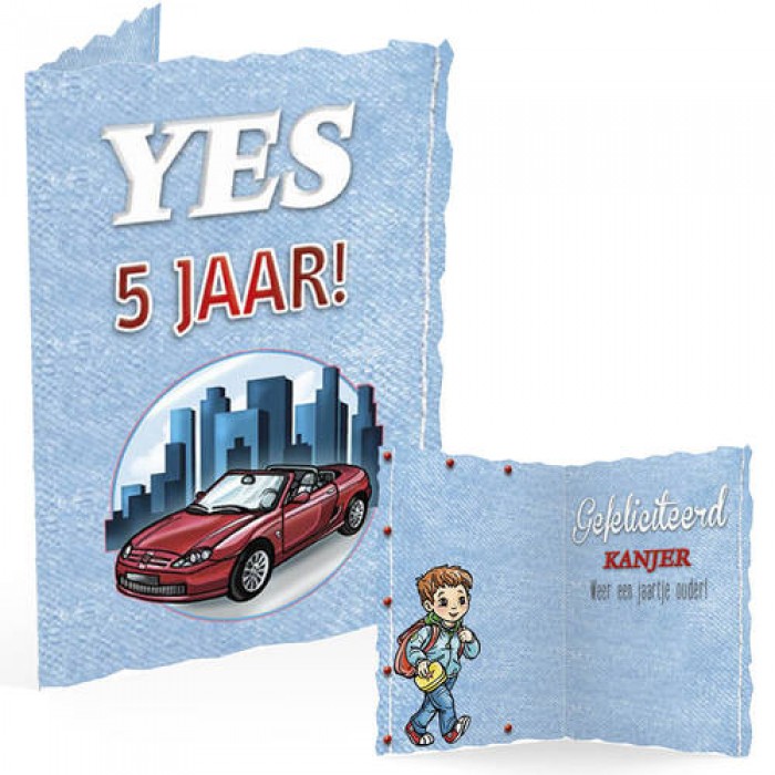 Wenskaart - Yvonne Creations - Jongen 5 jaar