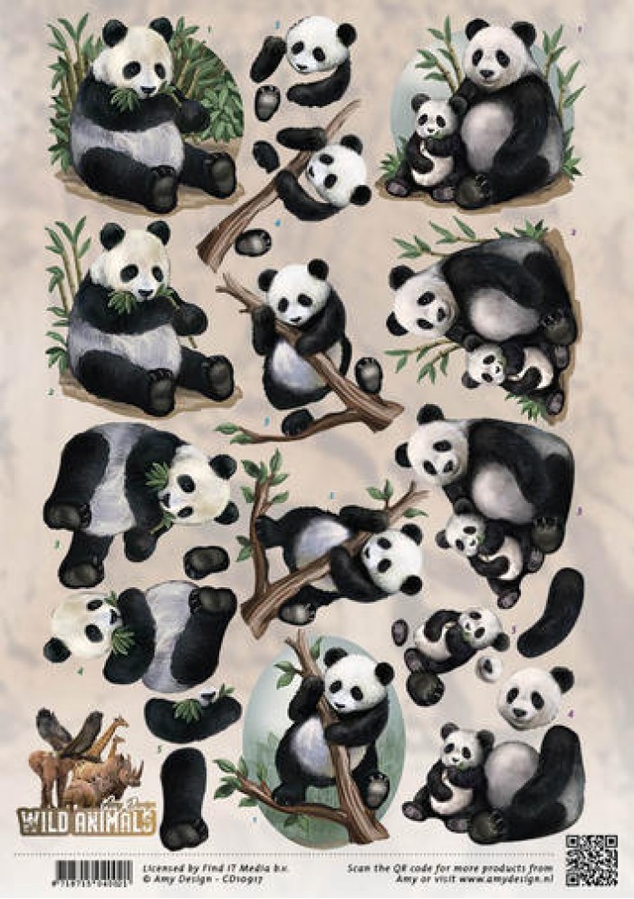 Pandas- Wild Animals 3D-Knipvel Amy Design