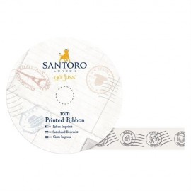 10m Printed Satin Ribbon - Santoro - Postal