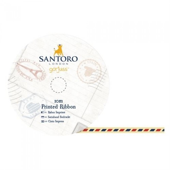 10m Printed Satin Ribbon - Santoro - Air Mail