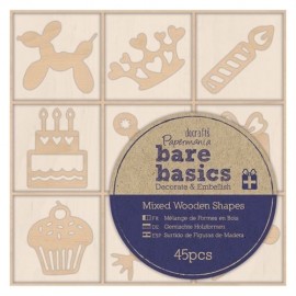 Wooden Shapes (45pcs) - Bare Basics - Celebration