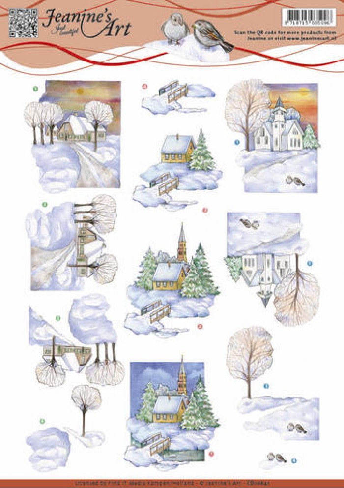 Nr. 2 Winter Landscape 3D-Knipvel Jeanine`s Art