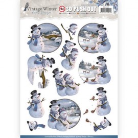 Snowman Vintage Winter 3D-Uitdrukvel Push-Out Amy Design