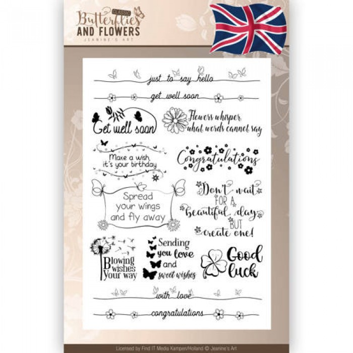 Clearstamps Tekst - Jeanines Art - Classic Butterflies and Flowers - Engels