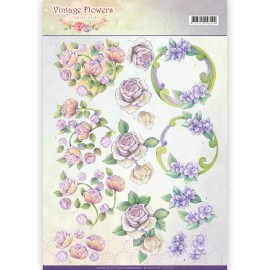Romantic Purple Vintage Flowers 3D-Knipvel Jeanine's Art