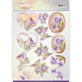 Pale Violet Vintage Flowers 3D-Knipvel Jeanine's Art