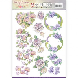 Romantic Purple - Vintage Flowers 3D-Push-Out Jeanine's Art