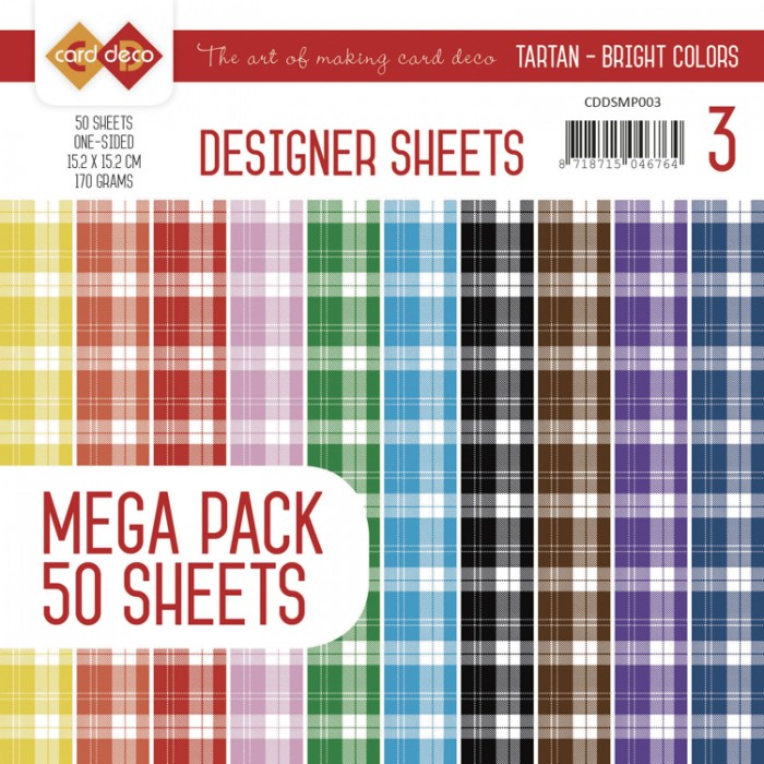  Tartan Bright Colors Mega Pack 3 Designer Sheets  by Card Deco