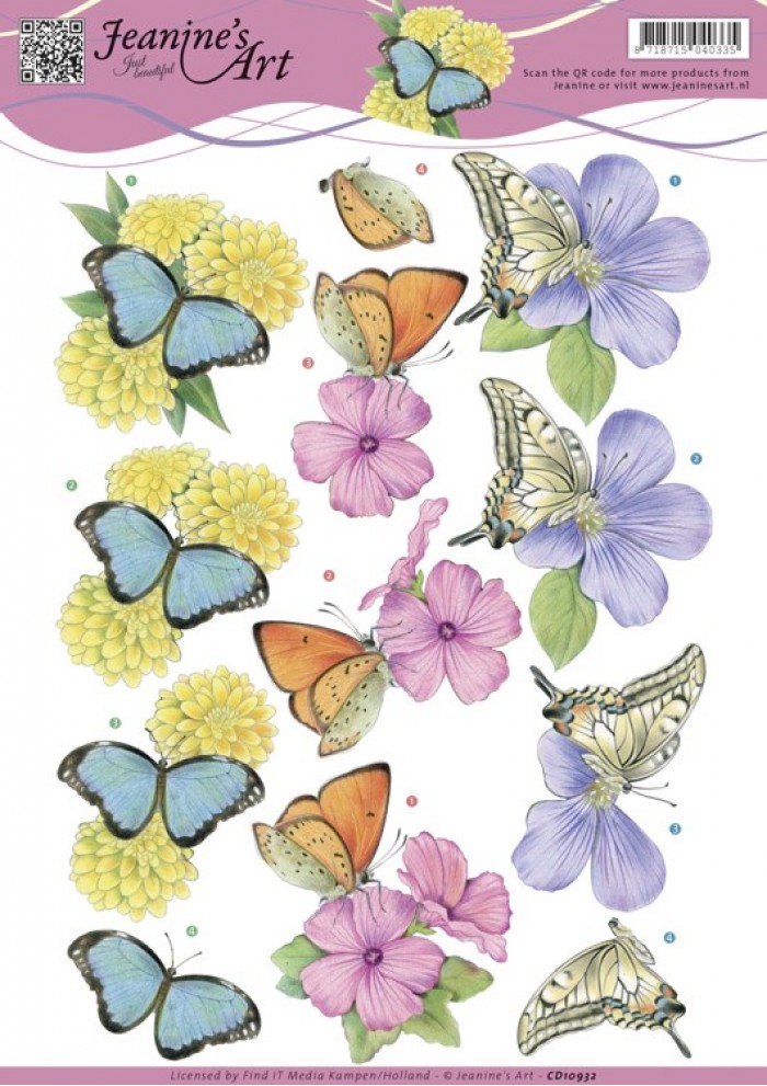 Nr. 2 Butterflies 3D-Knipvel Jeanine's Art