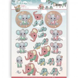Little Elephants Welcome Baby 3D-Knipvel Yvonne Creations