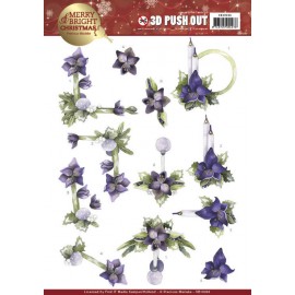 Amaryllis in Purple Merry and Bright Christmas 3D-Uitdrukvel Push-Out Precious Marieke