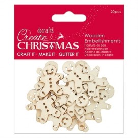 Wooden Embellishment (20pcs) - Gingerbread Men - Create Christmas