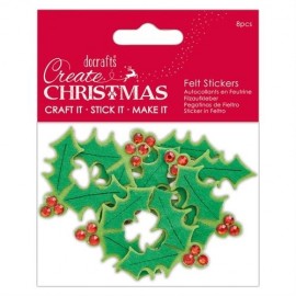 Felt Holly Stickers (8 pcs) - Create Christmas