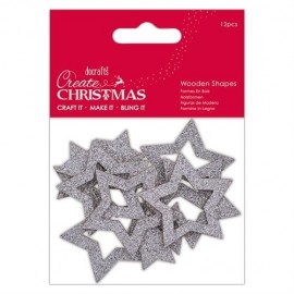 Wooden Shapes (12pcs) - Silver Star - Create Christmas