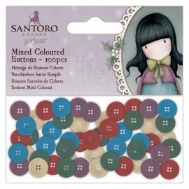 Coloured Mixed Buttons (100pcs) - Santoro