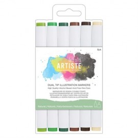 Dual Tip Illustration Markers - Chisel/Brush  (6pk) - Natural